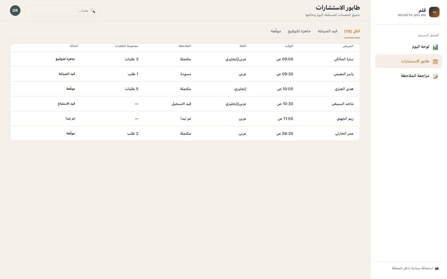 Encounter queue screen — neuriya Qalam