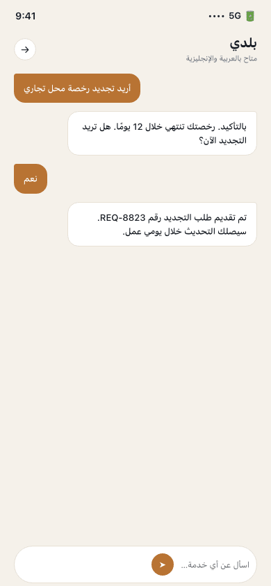 Service conversation screen — neuriya Baladi