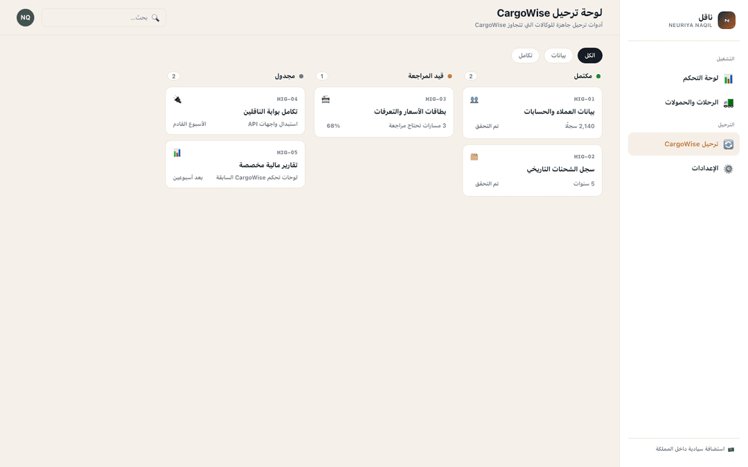 CargoWise migration board