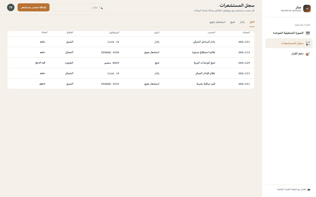 Sensor registry