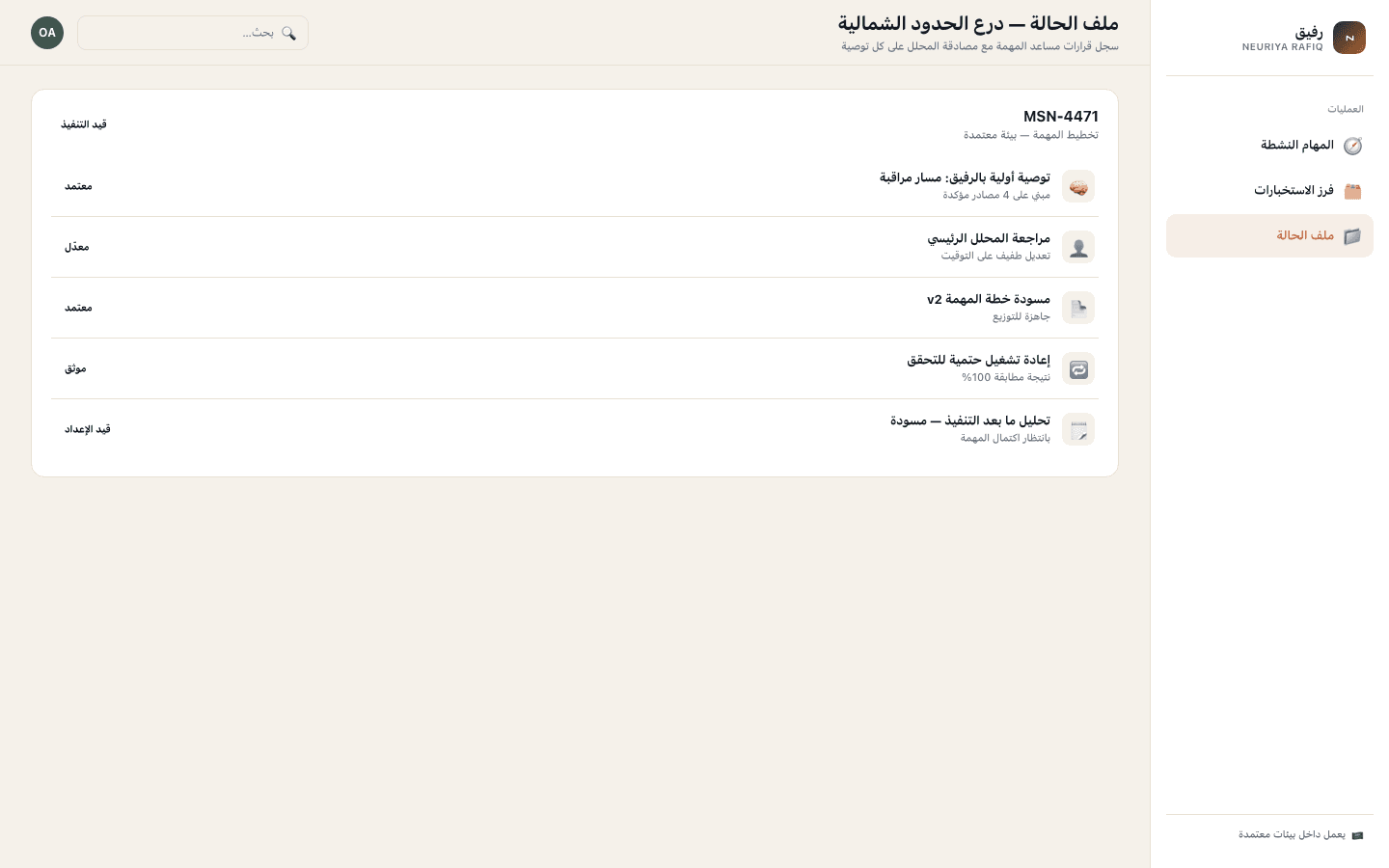Case file screen — neuriya Rafiq