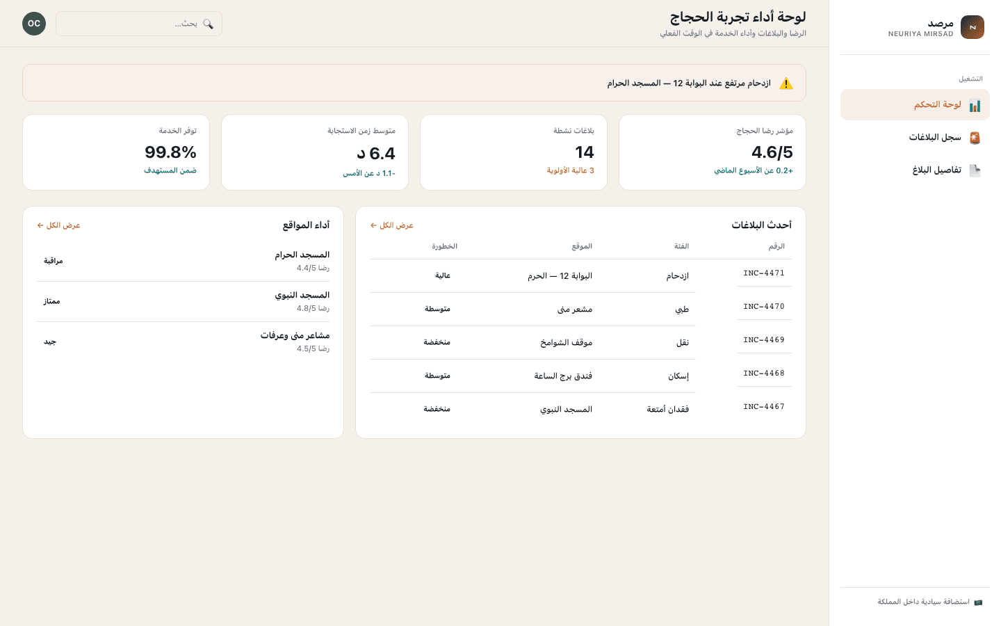 Experience dashboard screen — neuriya Mirsad