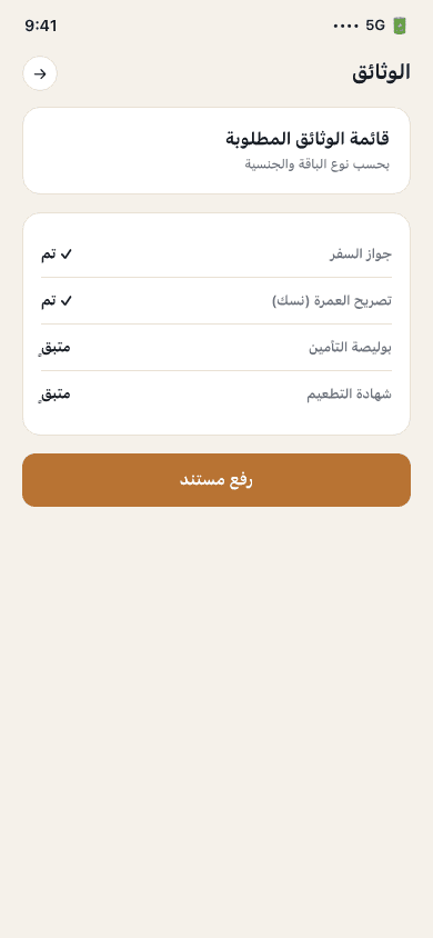 Document checklist screen — neuriya Zad